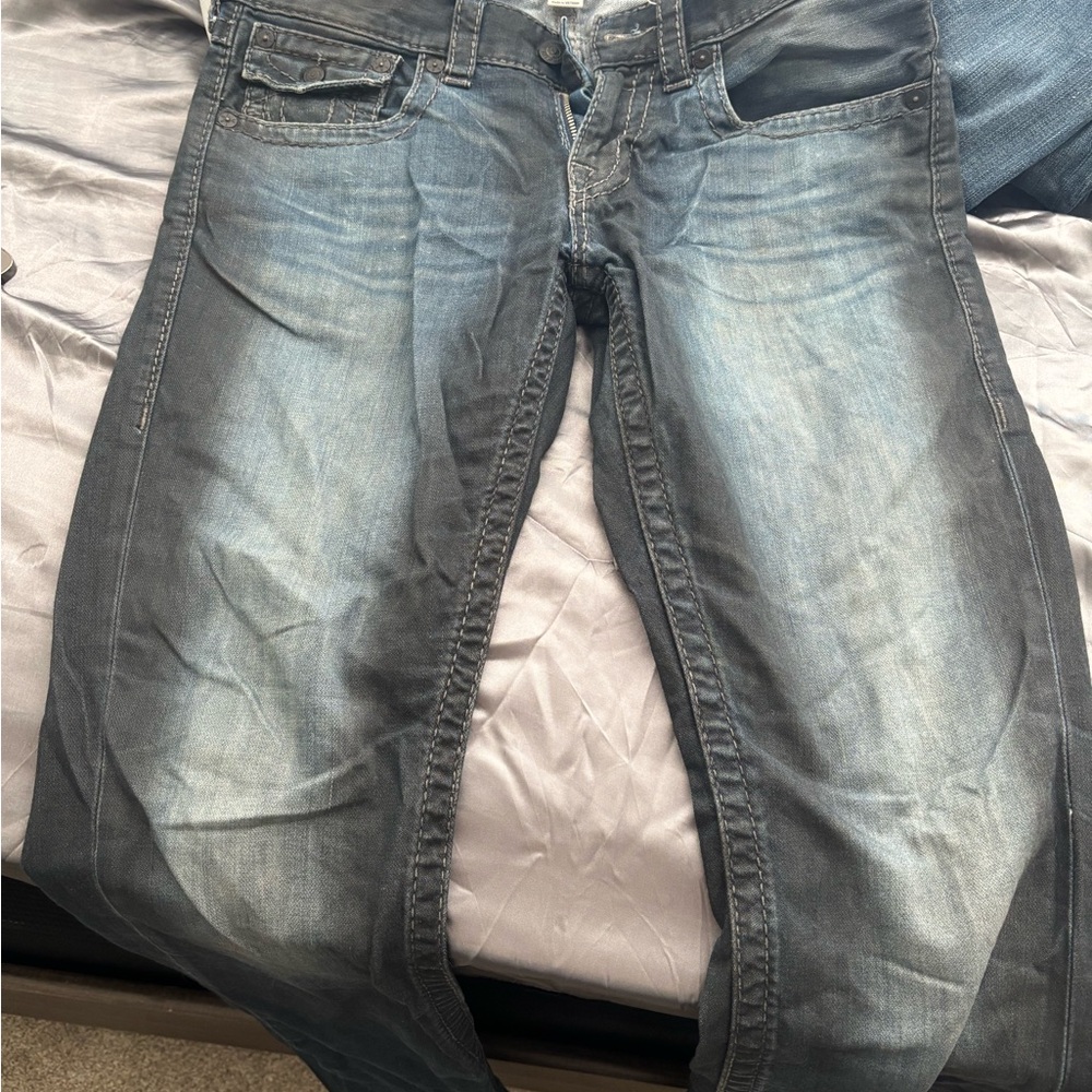 True Religion Men's Faded Blue Relaxed Jeans